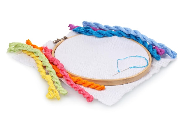 Zestaw do haftu z niciami i tkaniną