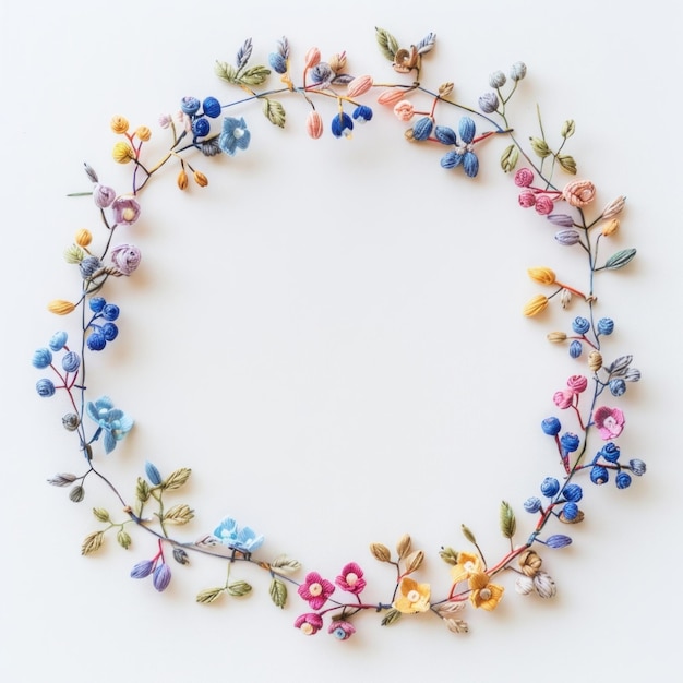 Kadr z haftu w obręczy i kolorowe nici